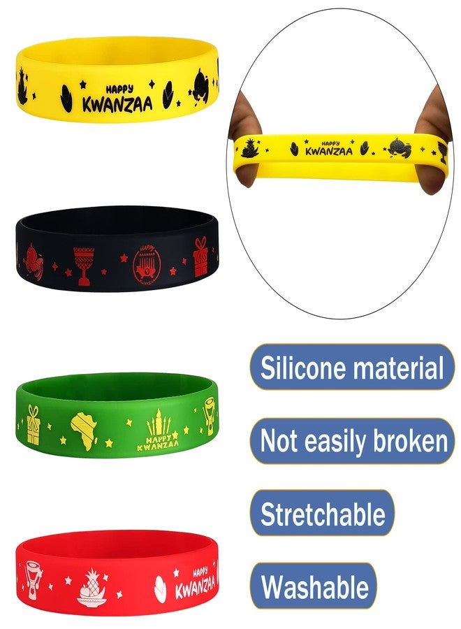FSHANEE 24Pcs Happy Kwanzaa Rubber Bracelets African Heritage Holiday Party Supplies Silicone Wristbands Happy Kwanzaa Party Favors Kwanzaa Party Gift Bag Goodie Bag Fillers Stuffers - Image 3